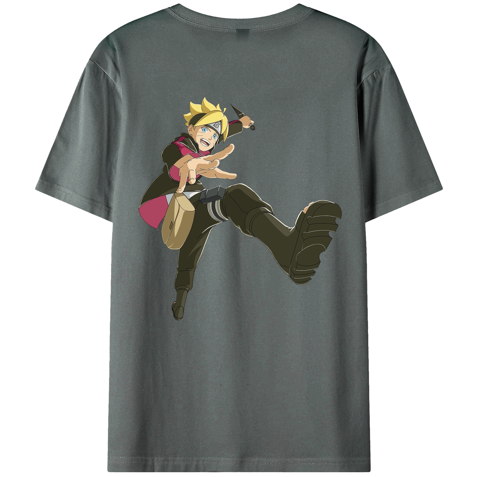 （画像用） NARUTO -ナルト- うずまき ボルト Uzumaki Boruto 綿100％ メンズ半袖Tシャツ（バックプリント） 通気性